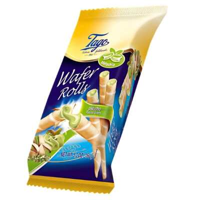 TAGO PISTACHIO WAFFER ROLLS 150G